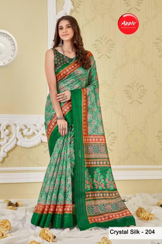 Apple Crystal Silk 2 New Exclusive Wear Cotton Printed Designer Saree Collection
